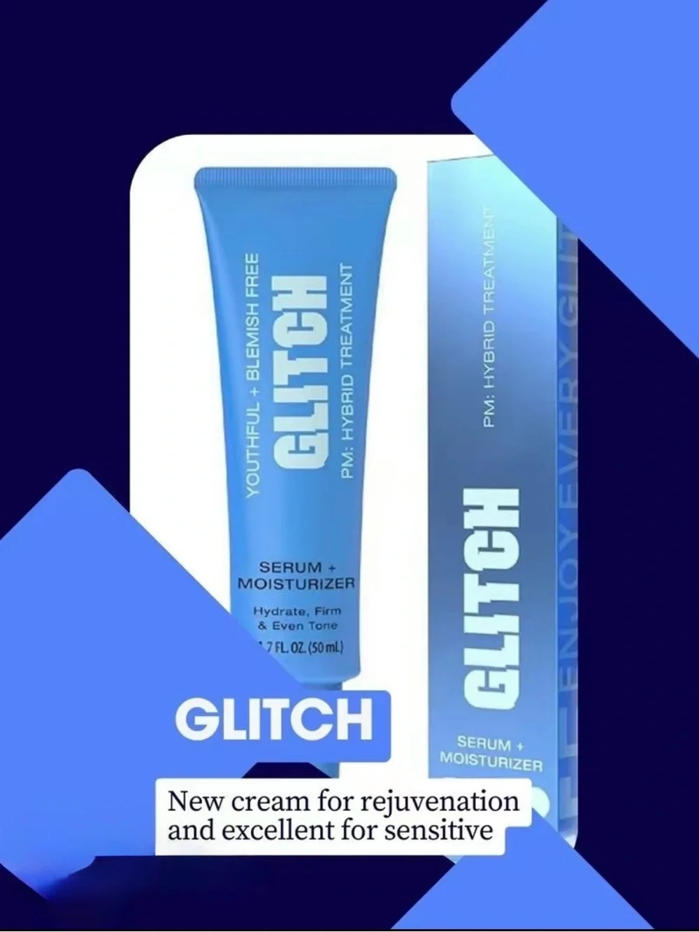 GLITCH PM Hybrid Treatment Serum + Moisturizer NEW Sealed